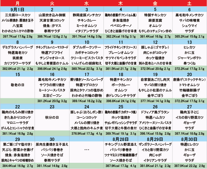 メニュー一覧